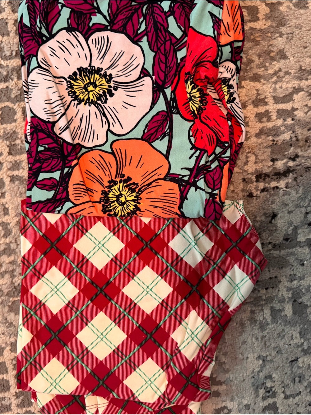 LuLaRoe Floral & Plaid Leggings in Teal, Orange, Red, Pink, Black $8/each